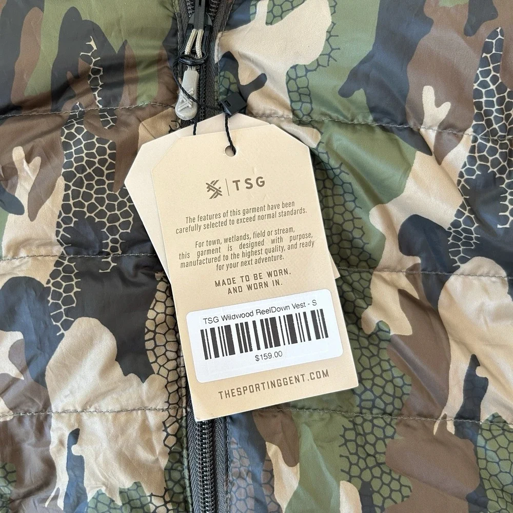 TSG The Sporting Gent Camo Reeldown Puffer‎ Vest Size S Reversible Packable NWT